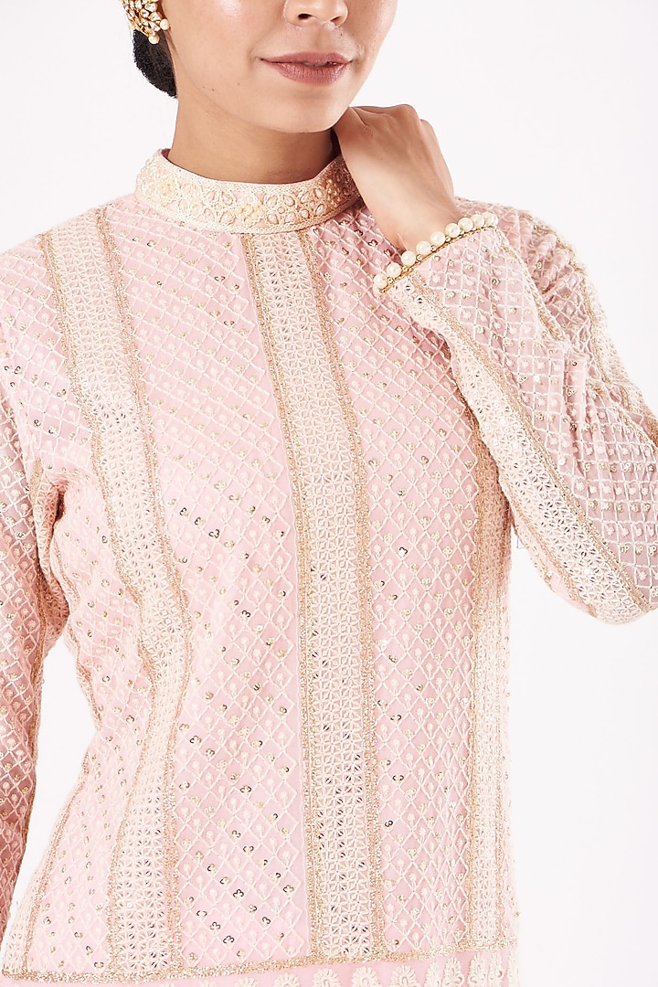 Blush Pink Chikankari Embroidered Kurta Set by EVRA BY NIKITA KHURANA at Pernia's Pop Up Shop