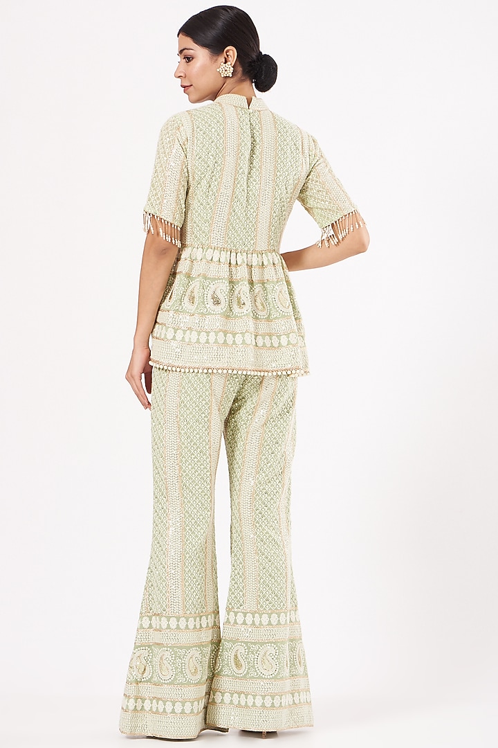 Lime Green Chikankari Embroidered Kurta Set by EVRA BY NIKITA KHURANA at Pernia's Pop Up Shop