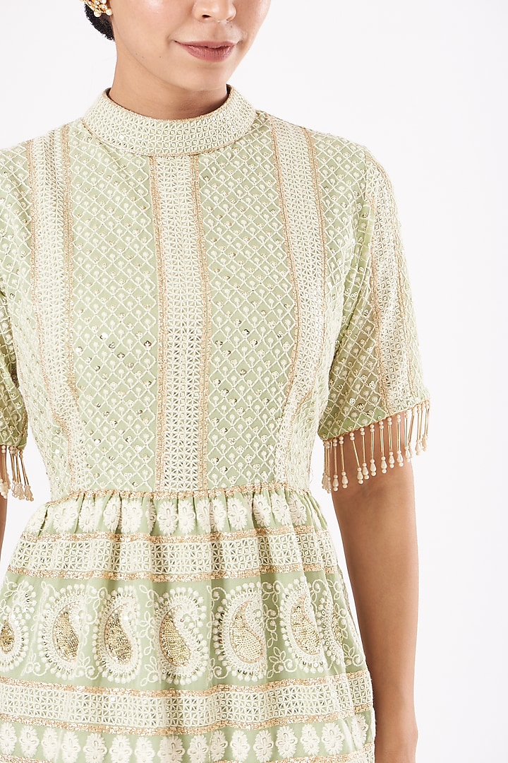 Lime Green Chikankari Embroidered Kurta Set by EVRA BY NIKITA KHURANA at Pernia's Pop Up Shop