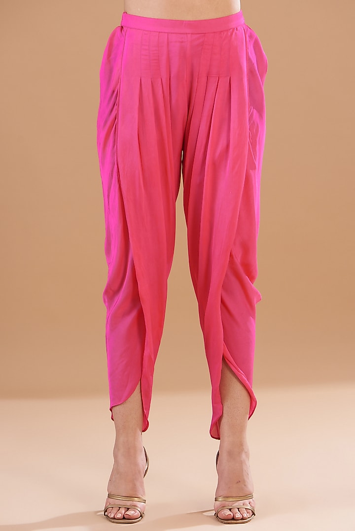 Rani Pink Satin Dhoti Set by EVRA BY NIKITA KHURANA at Pernia's Pop Up Shop