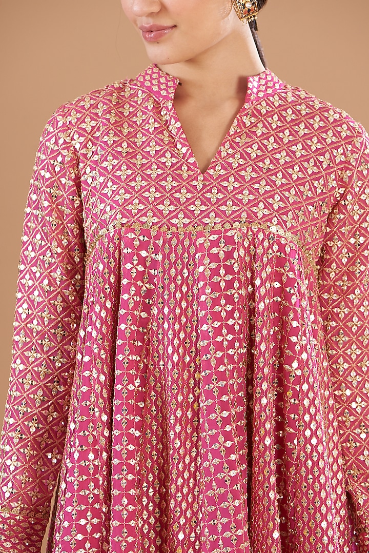 Rani Pink Satin Dhoti Set by EVRA BY NIKITA KHURANA at Pernia's Pop Up Shop