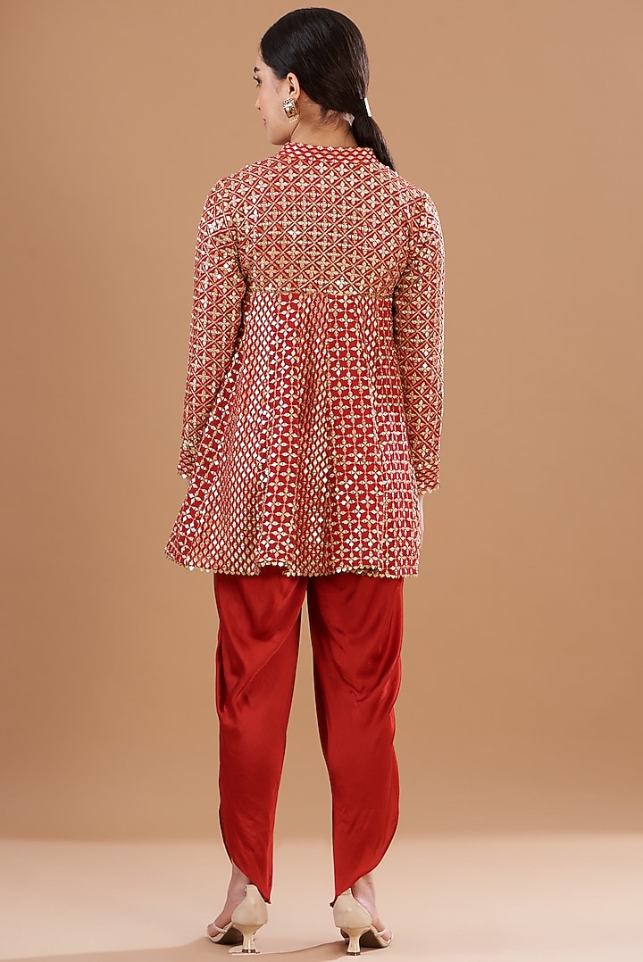 Red Pink Satin Dhoti Set by EVRA BY NIKITA KHURANA at Pernia's Pop Up Shop