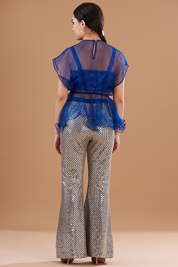 Blue Organza Co-Ord Set by EVRA BY NIKITA KHURANA at Pernia's Pop Up Shop