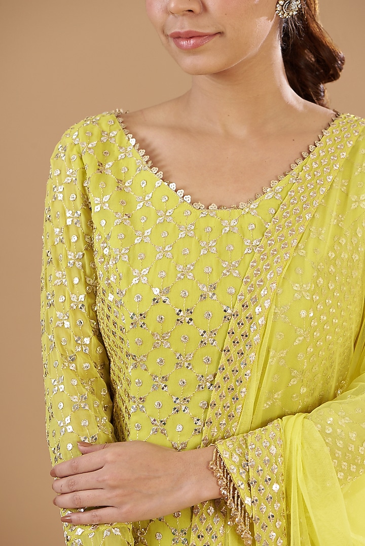 Yellow Georgette Party Wear Sharara Set by EVRA BY NIKITA KHURANA at Pernia's Pop Up Shop
