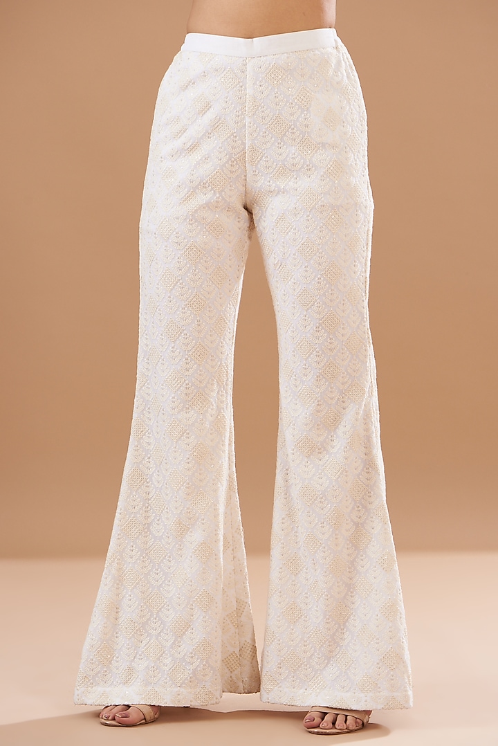 Ivory Georgette Embroidered Blazer Set by EVRA BY NIKITA KHURANA at Pernia's Pop Up Shop