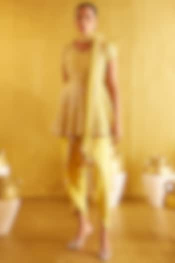 Yellow Georgette Dhoti Pant Set by EVRA BY NIKITA KHURANA