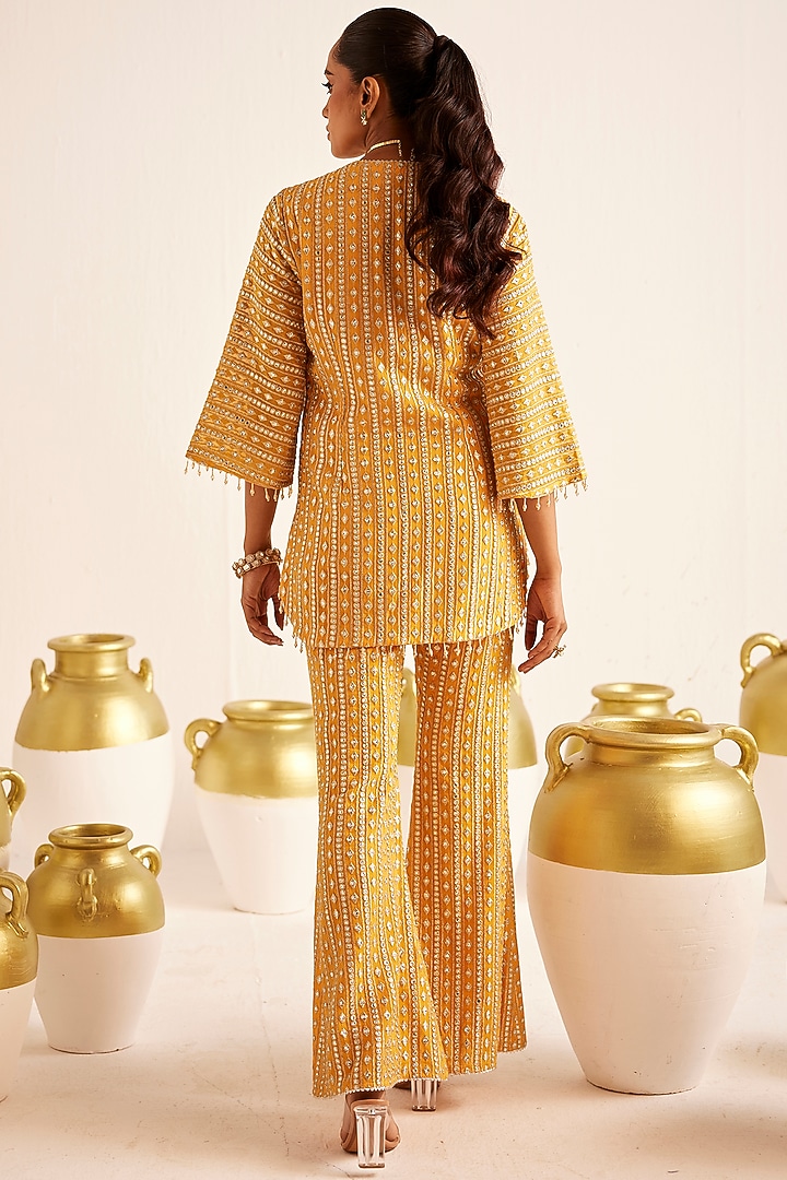 Orange Georgette Gota Patti Embroidered Co-Ord Set by EVRA BY NIKITA KHURANA at Pernia's Pop Up Shop