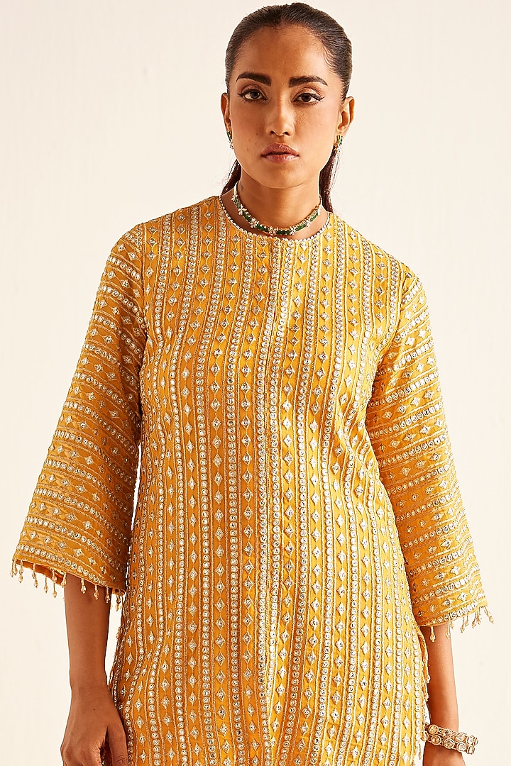 Orange Georgette Gota Patti Embroidered Co-Ord Set by EVRA BY NIKITA KHURANA at Pernia's Pop Up Shop