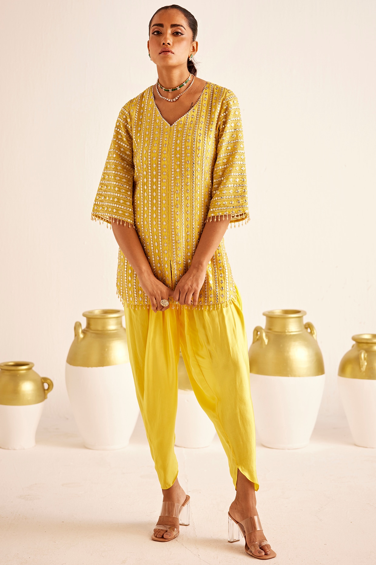 Fancy Top & dhoti Kurta Sets Yellow
