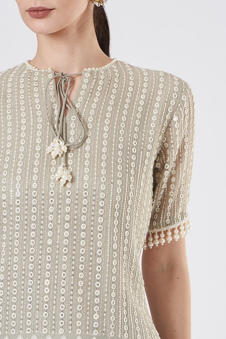 Grey Embroidered Kurta Set by EVRA BY NIKITA KHURANA at Pernia's Pop Up Shop