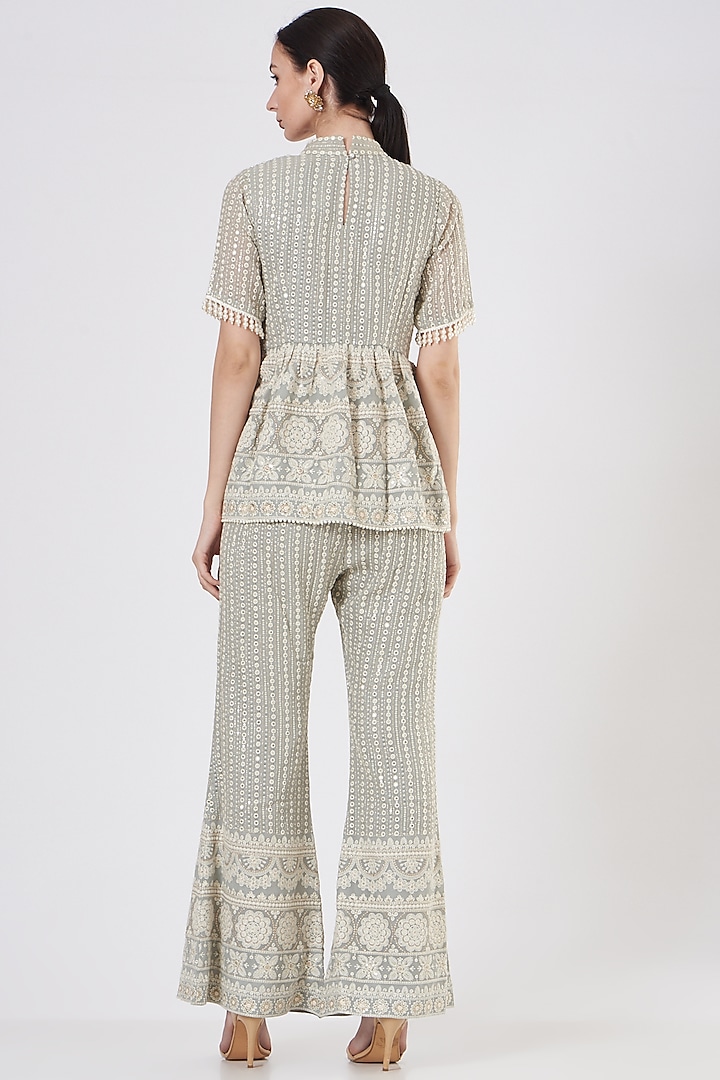 Grey Georgette Pant Set by EVRA BY NIKITA KHURANA at Pernia's Pop Up Shop