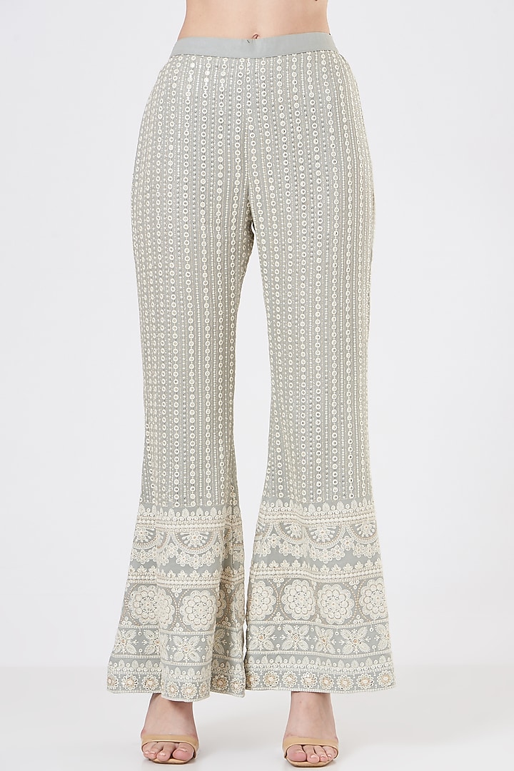 Grey Georgette Pant Set by EVRA BY NIKITA KHURANA at Pernia's Pop Up Shop