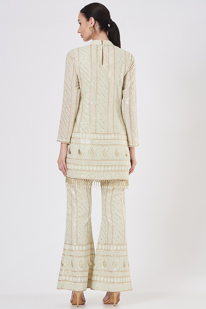 Mint Green Chikankari Pant Set by EVRA BY NIKITA KHURANA at Pernia's Pop Up Shop