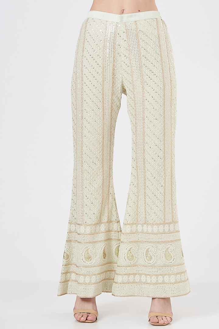 Mint Green Chikankari Pant Set by EVRA BY NIKITA KHURANA at Pernia's Pop Up Shop