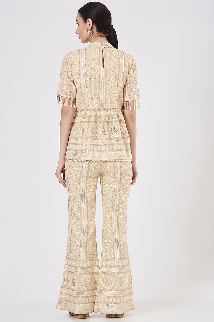 Beige Chikankari Pant Set by EVRA BY NIKITA KHURANA at Pernia's Pop Up Shop