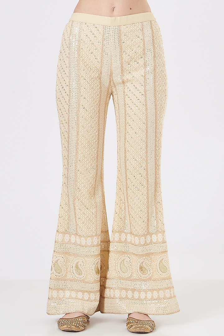 Beige Chikankari Pant Set by EVRA BY NIKITA KHURANA at Pernia's Pop Up Shop