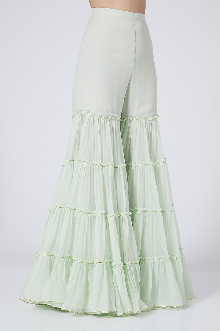 Mint Green Georgette Party Wear Sharara Set by EVRA BY NIKITA KHURANA at Pernia's Pop Up Shop