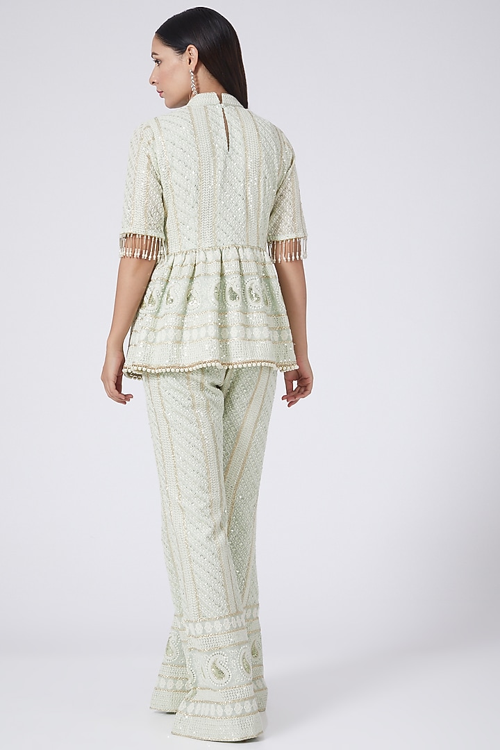 Mint Green Chikankari Embroidered Co-Ord Set by EVRA BY NIKITA KHURANA at Pernia's Pop Up Shop
