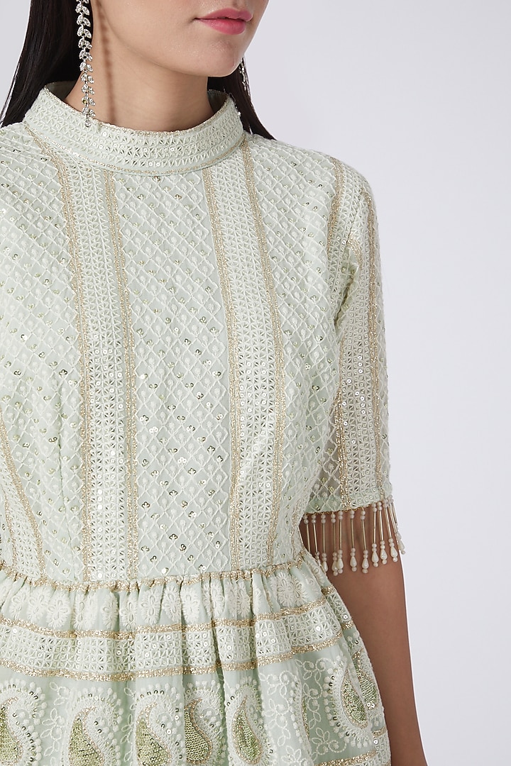 Mint Green Chikankari Embroidered Co-Ord Set by EVRA BY NIKITA KHURANA at Pernia's Pop Up Shop