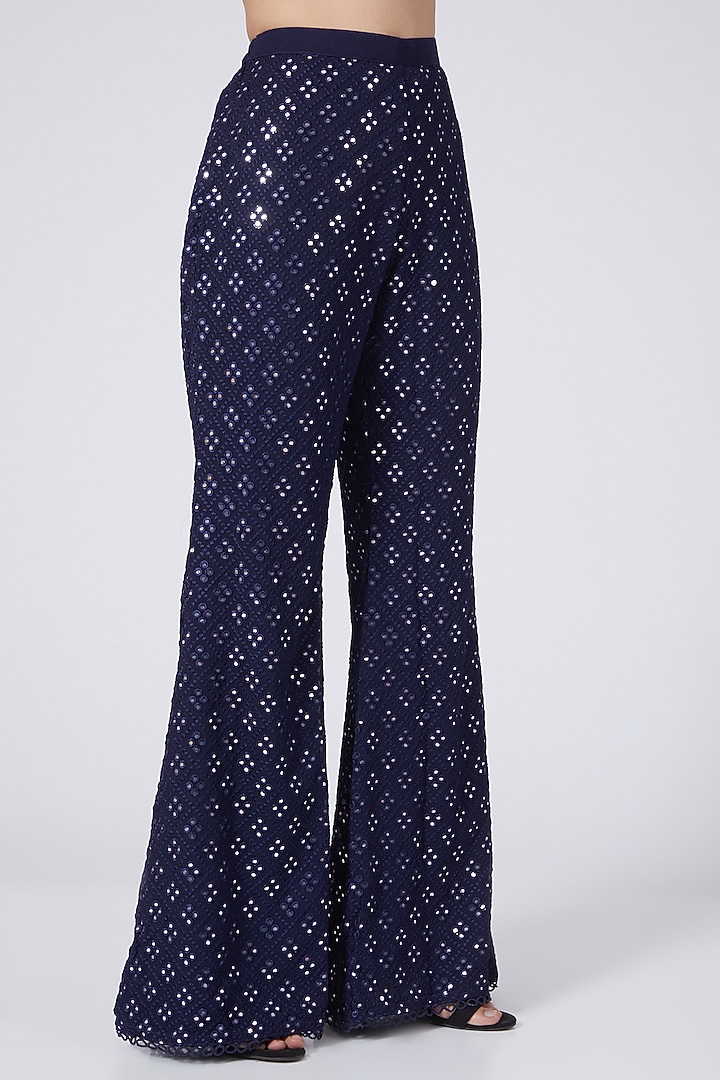 Dark Navy Blue Embroidered Co-Ord Set by EVRA BY NIKITA KHURANA at Pernia's Pop Up Shop