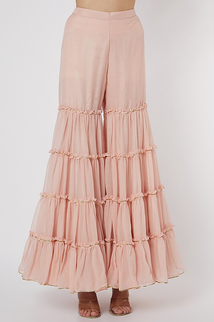 Nude Pink Chikankari Embroidered Party Wear Sharara Set by EVRA BY NIKITA KHURANA at Pernia's Pop Up Shop