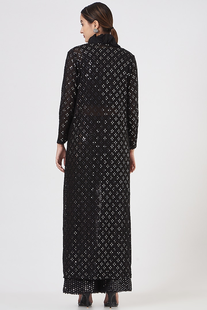 Black Mirror Embroidered Pant Set by EVRA BY NIKITA KHURANA at Pernia's Pop Up Shop