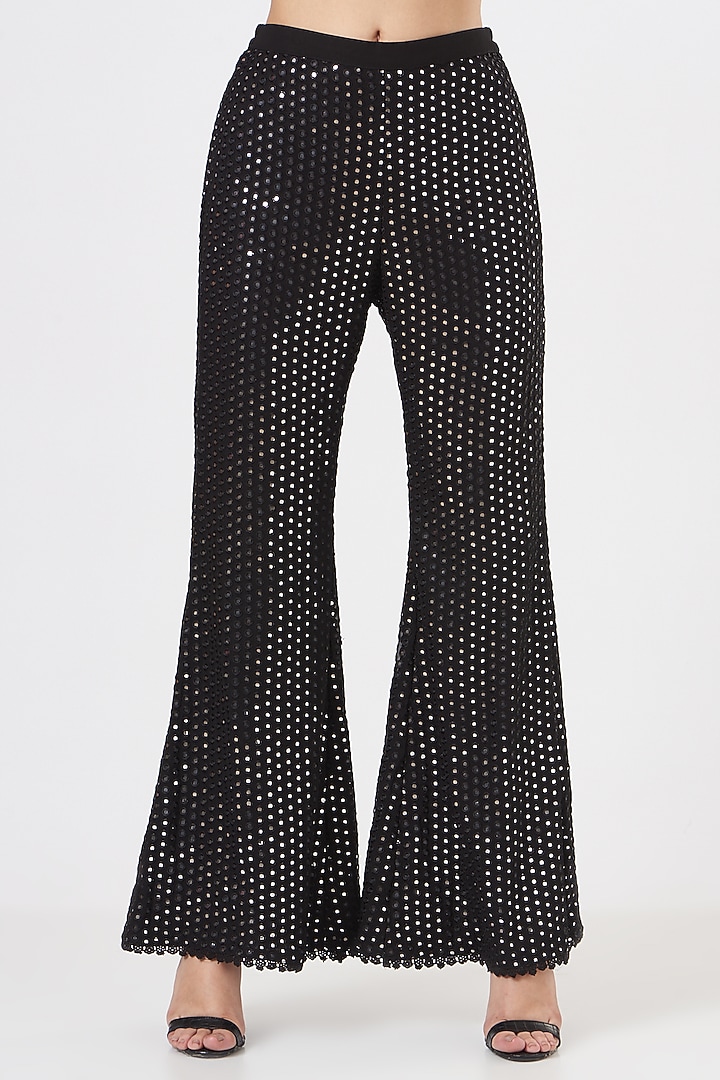 Black Mirror Embroidered Pant Set by EVRA BY NIKITA KHURANA at Pernia's Pop Up Shop