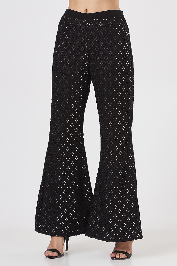 Black Georgette Pant Set by EVRA BY NIKITA KHURANA at Pernia's Pop Up Shop