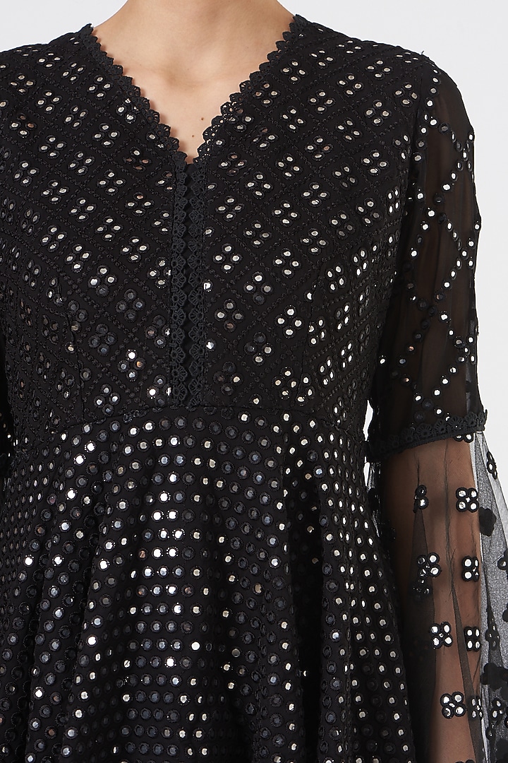 Black Georgette Pant Set by EVRA BY NIKITA KHURANA at Pernia's Pop Up Shop