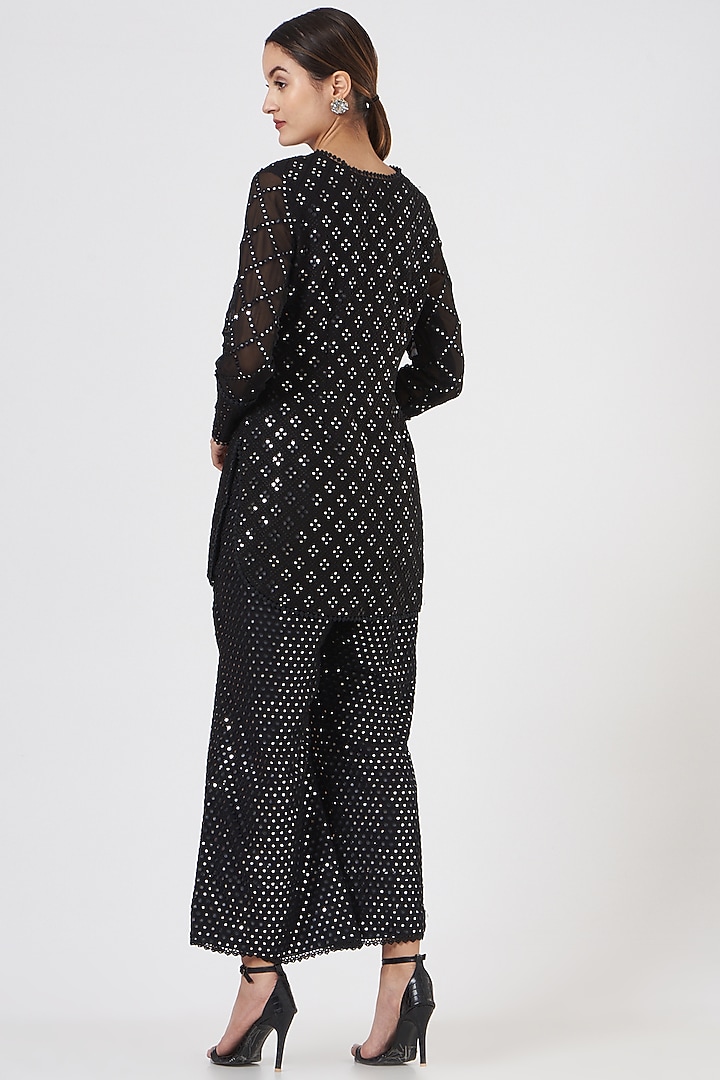 Black Georgette Embroidered Kurta Set by EVRA BY NIKITA KHURANA at Pernia's Pop Up Shop