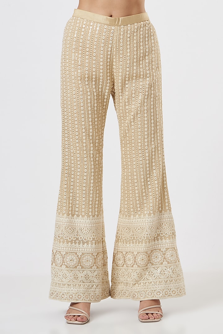Beige Georgette Pant Set by EVRA BY NIKITA KHURANA at Pernia's Pop Up Shop