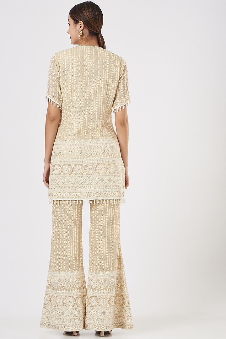 Beige Chikankari Pant Set by EVRA BY NIKITA KHURANA at Pernia's Pop Up Shop