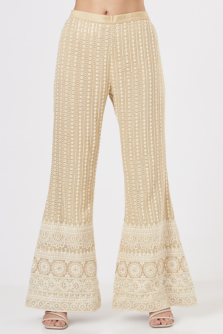 Beige Chikankari Pant Set by EVRA BY NIKITA KHURANA at Pernia's Pop Up Shop