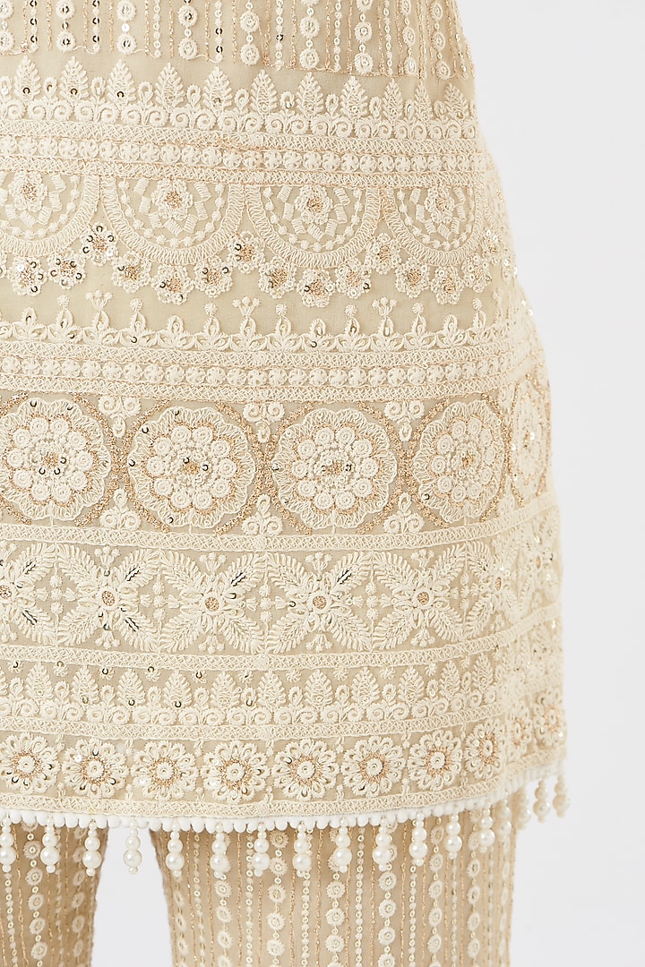 Beige Chikankari Pant Set by EVRA BY NIKITA KHURANA at Pernia's Pop Up Shop