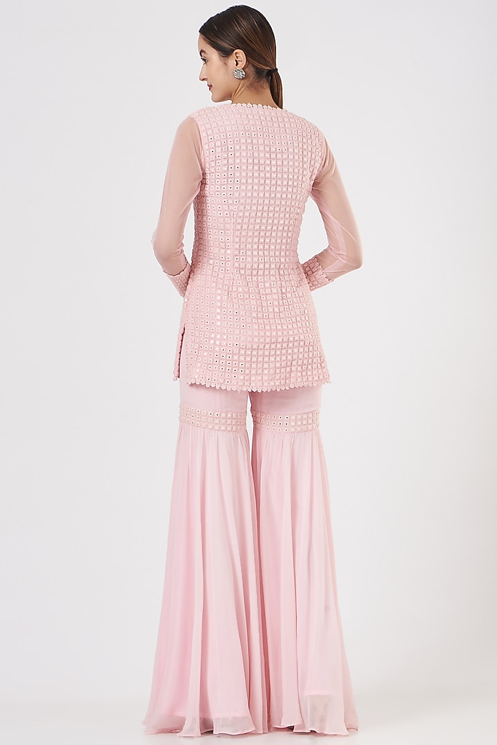 Pink Georgette Gharara Set by EVRA BY NIKITA KHURANA at Pernia's Pop Up Shop
