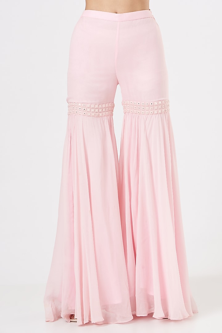 Pink Georgette Gharara Set by EVRA BY NIKITA KHURANA at Pernia's Pop Up Shop