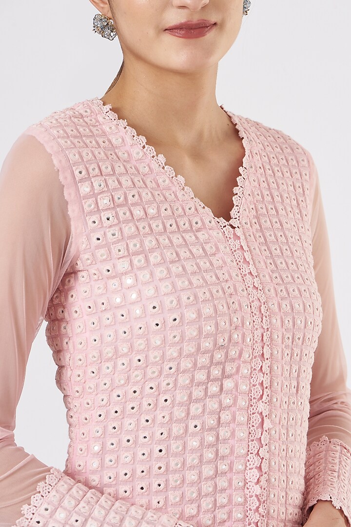 Pink Georgette Gharara Set by EVRA BY NIKITA KHURANA at Pernia's Pop Up Shop