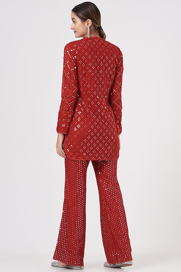 Red Georgette Kurta Set by EVRA BY NIKITA KHURANA at Pernia's Pop Up Shop