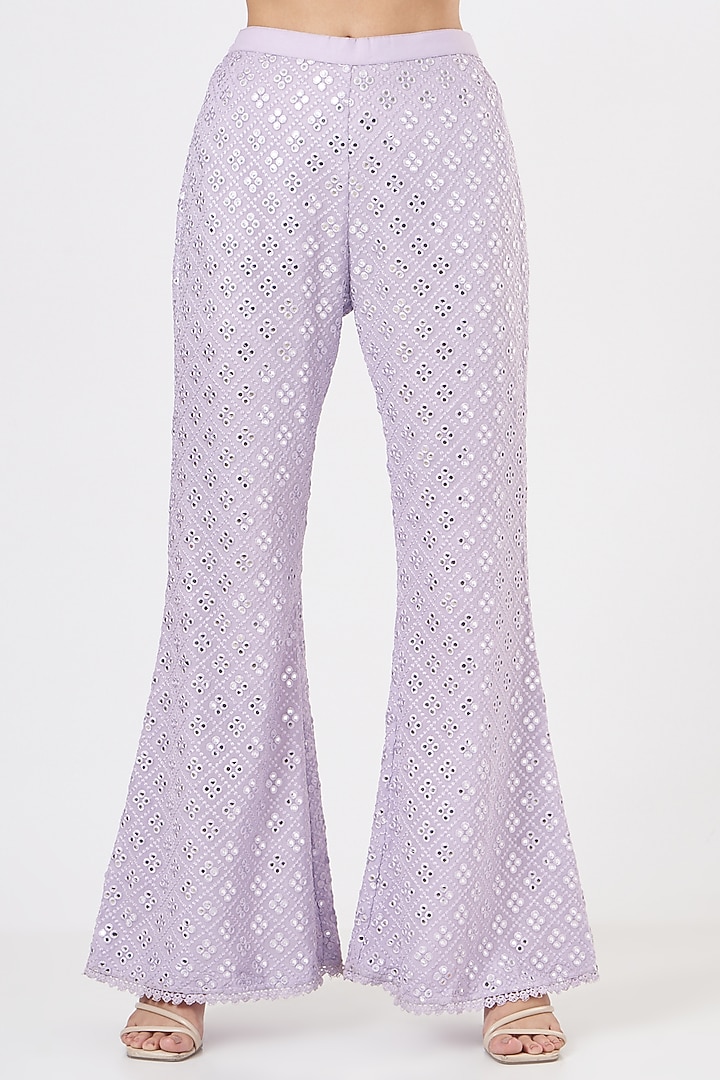 Lavender Georgette Pant Set by EVRA BY NIKITA KHURANA at Pernia's Pop Up Shop