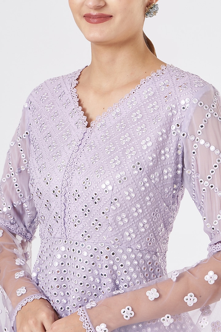 Lavender Georgette Pant Set by EVRA BY NIKITA KHURANA at Pernia's Pop Up Shop