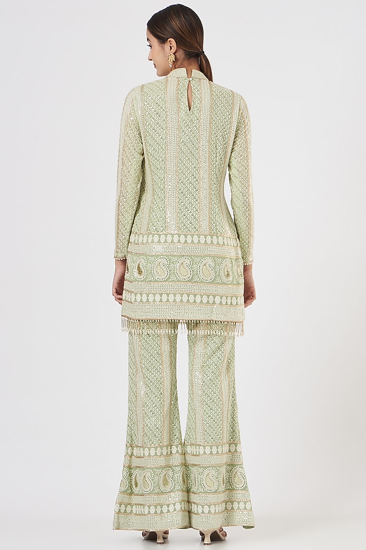 Lime Green Chikankari Kurta Set by EVRA BY NIKITA KHURANA at Pernia's Pop Up Shop