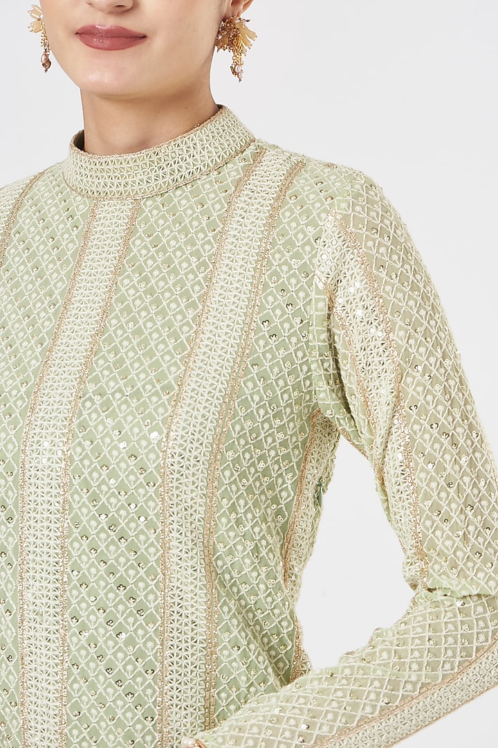Lime Green Chikankari Kurta Set by EVRA BY NIKITA KHURANA at Pernia's Pop Up Shop