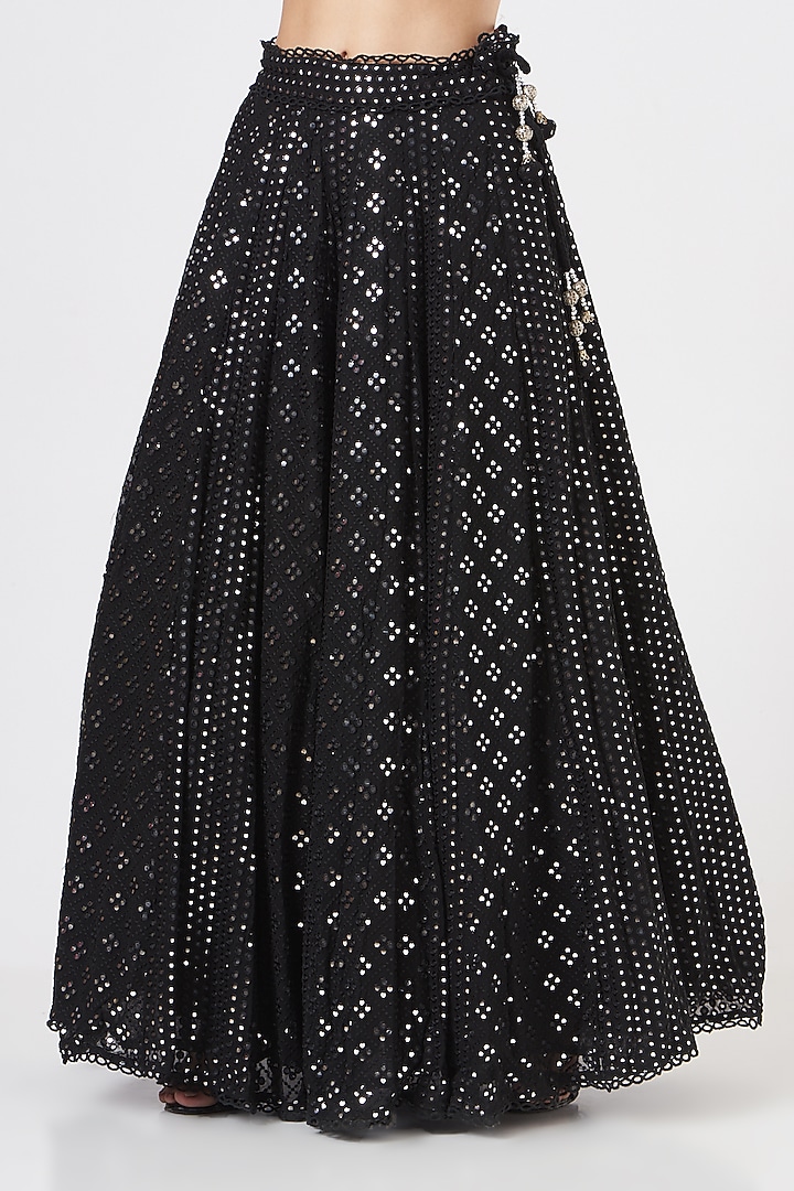 Black Mirror Embroidered Wedding Lehenga Set by EVRA BY NIKITA KHURANA at Pernia's Pop Up Shop