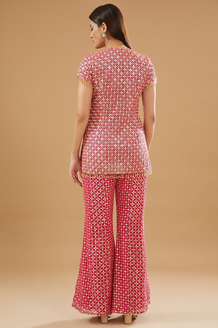 Pink Georgette Embroidered Kurta Set by EVRA BY NIKITA KHURANA at Pernia's Pop Up Shop
