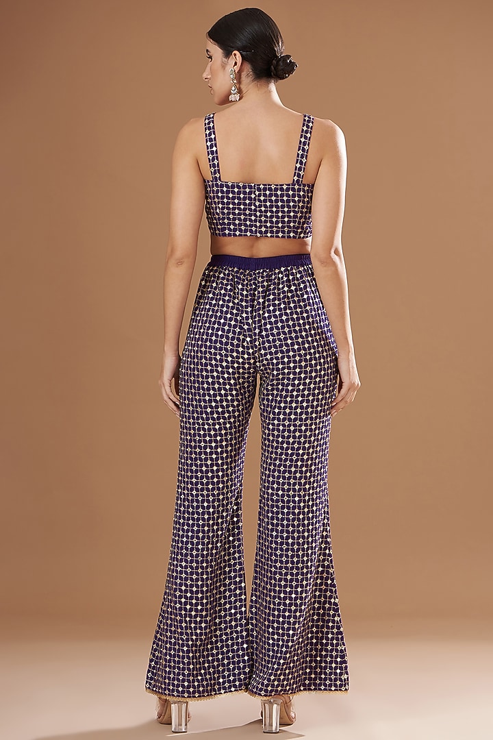 Blue Georgette Embroidered Jacket Set by EVRA BY NIKITA KHURANA at Pernia's Pop Up Shop