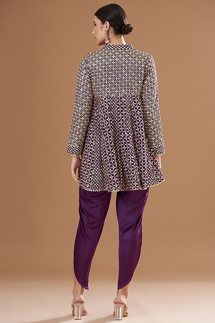 Purple Georgette & Satin Dhoti Set by EVRA BY NIKITA KHURANA at Pernia's Pop Up Shop