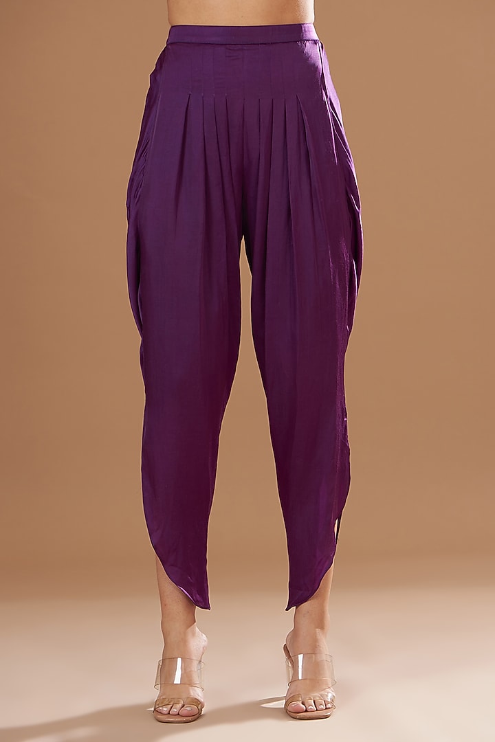 Purple Georgette & Satin Dhoti Set by EVRA BY NIKITA KHURANA at Pernia's Pop Up Shop