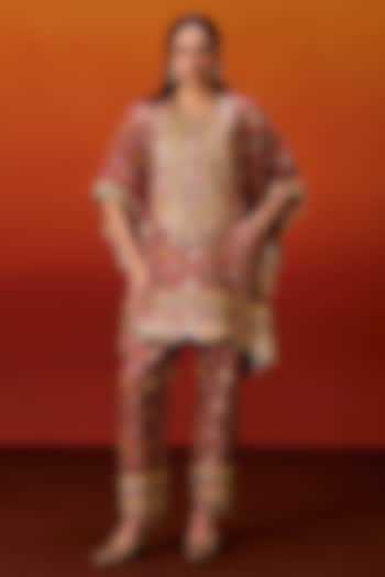 Red Cotton Silk Patola Print Gota Embroidered Kurta Set by EVRA BY NIKITA KHURANA at Pernia's Pop Up Shop
