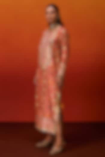 Orange Cotton Silk Patola Print Gota Embroidered Long Kaftan by EVRA BY NIKITA KHURANA at Pernia's Pop Up Shop