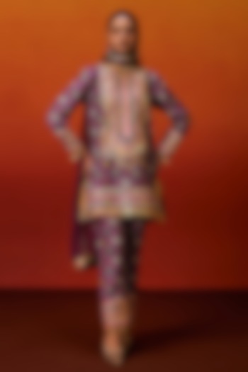 Purple Cotton Silk Patola Print Gota Embroidered Kurta Set by EVRA BY NIKITA KHURANA at Pernia's Pop Up Shop